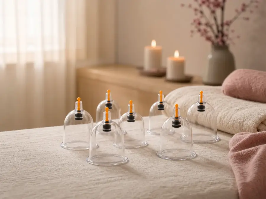 Ein ruhiger, für die Schröpftherapie vorbereiteter Raum